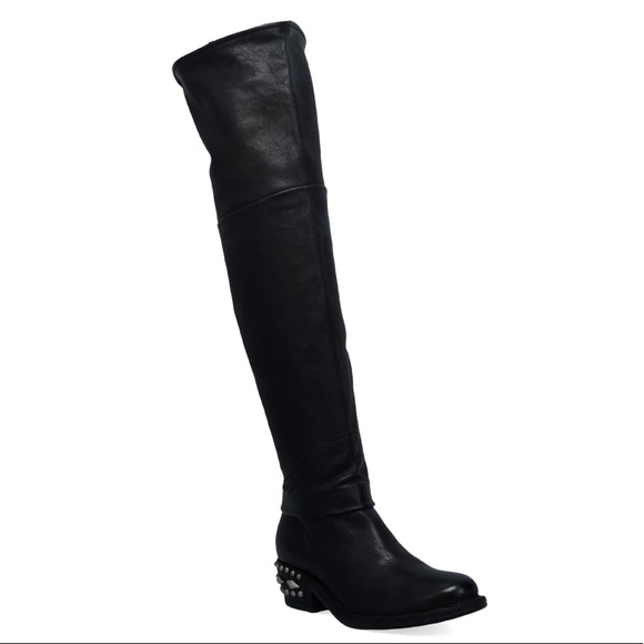 AS98 | LEATHER STUDDED OVER THE KNEE BLACK "LILLIAN" BOOT - Picture 2 of 7